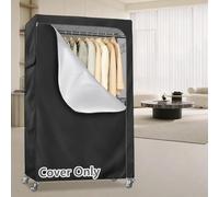 210D Oxford Fabric Garment Rack Cover with Zippered Enclosure and Secure Fit System for Racks Up to 60 Inches Wide and 80.7 Inches Tall (29.5x16.5x76.8inch)