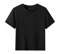 210GSM 100% Cotton T-Shirts Crew Neck Tees Loose-Fit Tops School Uniform Breathable Basics for Kids 12-13 Years Black