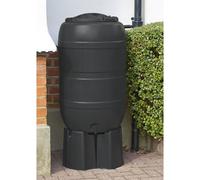 210L Black Standard Barrel Water Butt With Stand & Diverter Garden Water Butt