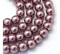 210Pcs Glass Pearl Beads for Jewelry Making 4mm Round Satin Luster Faux Pearl Beads Loose Spacers Bead for DIY Beaded Bracelet Necklace Earrings Brooch Wedding Home Decoration Hole:1mm Saddle Brown
