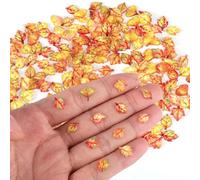 210pcs Mini Fall Leaves, 5 Styles Resin Funny Autumn Miniature Leaves for Crafts Small Tiny Resin Fall Decoration Supplies Suitable for Vase Filler Micro Landscape Garden Decor
