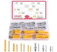 210pcs Screws and Wall Plugs Set, Leryati M5/M6/M8 Wall Plugs and Screw (105 x Masonry Screws, 105 x Expansion Anchor Bolts), Plastic Walls Anchors and Screw Kit for Walls Hanging and MountingTV Mount
