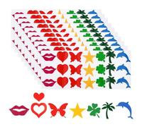 210pcs Tanning Sunbathing Stickers, Self-Adhesive Sunbathing Tan Sun Tattoo Sticker for Body Face Sunbed Decal Tanning Beds Heart Lip Star Butterfly Styles for Adults & Kids Summer Beach Accessories