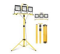 210W Work Light with Stand, 20000LM, 3 Head Portable LED Work Lights with 5m Cord, IP66 Waterproof, Foldable LED Tripod Work Light for Outdoor, Job Site, Car Repair & Emergencies