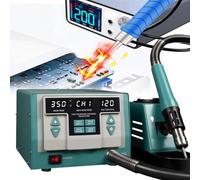 212-932°F Soldering Station, 120 Levels Adjustable Air Volume Soldering Iron Hot Air Gun, 3 Programmable Locales&4 Memory Channels, Lead-Free Intelligent Digital Display Rework Station, for Factory