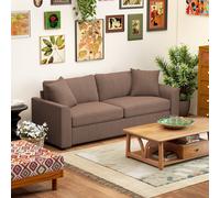 HOMCOM 212 cm Upholstered Jumbo Cord Sofa Couch with Spring Cushion - Coffee