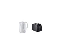 21270 Textures Plastic Kettle, 1.7 Litre, 3000 W, White & 21641 Textures 2-Slice Toaster, 700-850 W, Black
