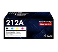 212A 212X Toner Cartridges 4 Pack (with Chip) Compatible for HP 212A 212X W2120A W2120X for HP Color Laserjet Enterprise M555dn M554dn M555x M555 M554 Series Printer Ink (New Version-BK/C/Y/M)