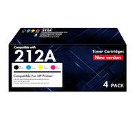 212A 212X Toner Cartridges 4 Pack (with Chip) Compatible for HP 212A 212X W2120A W2120X for HP Color Laserjet Enterprise M555dn M554dn M555x M555 M554 Series Printer Ink (New Version-BK/C/Y/M)