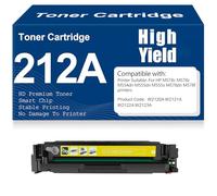 212A Black Cyan Yellow Magenta Toner Cartridges Compatible W2120A W2121A W2122A W2123A Toner for HP M578c M578z M554dn M555dn M555x M578dn M578f Printer with chip,Yellow-212A