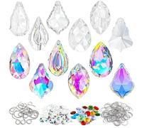 212pcs Sun Catchers Making Kit for Adults Clear Hanging Prism Sun Catcher with Crystals Rainbow Maker 12 Hanging Glass Prisms Parts Suncatcher Home/House Decor