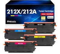 212X 212A Toner Cartridges 4 Pack (with Chip) Compatible for HP 212X 212A W2120A W2120X Toner for HP Color Enterprise M555dn M554dn M555x M554 M555 MFP M578 Series Printer (New Version-BK/C/Y/M)