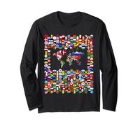 213 Flags,All flags of the world,World Map. Long Sleeve T-Shirt
