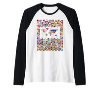 213 Flags,All flags of the world,World Map. Raglan Baseball Tee