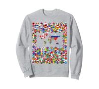 213 Flags,All flags of the world,World Map. Sweatshirt, Adult Unisex, Heather Grey, Medium