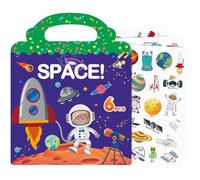 213 PCS Space Reusable Sticker Books & Sheets for Kids 2-4, Cute Waterproof Toddler Stickers for Age 2-4, Window Clings Travel Learning Toys