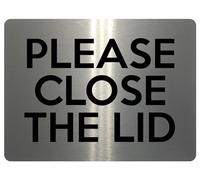 2132 PLEASE CLOSE THE LID Toilet Parcel Box Letters Metal Aluminium Plaque Sign (85x54mm Credit Card Size, Brushed Silver)