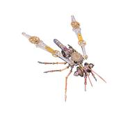 213PCS 3D DIY Metal Steampunk Insect Mechanical Mosquito C Assembled Model, High Precision Metal Parts, Golden Wings & Metallic Fuselage, Creative Desktop Ornament, Handmade Decoration for Home Office