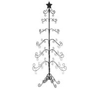 vidaXL Black Metal Christmas Tree - DIY Artificial Xmas Tree for Modern Sheltered Outdoor Decoration - 215 cm Height, Steel Frame