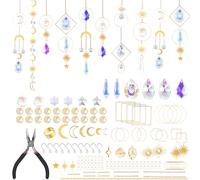 215pcs DIY Sun Catchers Making Kits, Hanging Crystal Pendant Light Catchers for Window Stained Glass Craft Rainbow Maker Supplies Decoration for Home Outdoor Indoor