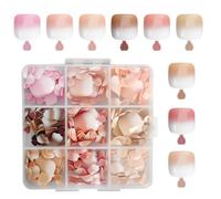 216 PCS Toe Nails False Kit, Gradient Nude Stick on Toenails, Press on Toe Nails Full Wraps, Fake Toenails Set for Women, Square False Nail for Big Small Toes, Easy Nail Art, 9 Colors