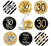 216 Pieces 30th Birthday Stickers Anniversary Labels Round Stickers for Gift Packaging Guest Gift Wedding Party Bag Celebration Party Decoration