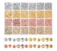 2160 Pcs Bracelet Beads, Jewelry Making Kits, Gold Pony Bead for Crafting Clay for Friendship Bracelets Makings 6 Styles for Jewelry Supplies for Women, Valentine's Day Carnival DIY