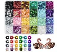 21600 Pcs Sequins for Crafts, 24 Colors Loose Cup Sequins for Sewing, Embroidery Beads and Sequins, Round Loose Craft Sequin Beads with Holes, Large Iridescent Sequins for Wedding/Sewing/DIY/Garments