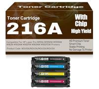 216A Black Yellow Magenta Cyan Toner Cartridges with Chip Compatible W2410A W2411A W2412A W2413A Toner for HP M155A M155DW M155NW M182N M182NW M183FW M183NW M183FDW,4Pack-216A