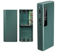 21700 Battery Holder Case for DIY Power Bank - 5-Cell Flat-Top 21700 Charging Box with Dual USB-A Ports, 5V/2.1A Output, ABS Housing, LED Power Display & Auto(Green)