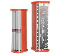 21700 Power Bank Case with Dual Output and PD 20W Input, Transparent High-Strength ABS Charging Box for 8X Flat 21700 Batteries (Batteries Not Included), Black/for Orange