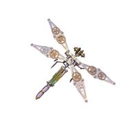 218PCS 3D DIY Metal Steampunk Insect Mechanical Dragonfly D Assembled Model, High Precision Metal Parts, Golden Wings & Metallic Fuselage, Creative Desktop Ornament for Home Office