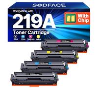 219A (with Chip) Toner Cartridges Compatible for HP W2190A (4-pack) | Compatible for HP Color Laserjet Pro MFP 3302FDW 3302FDWG 3202DW 3302DN 3302FDN 3302SDWG 3302FDNG (Black Cyan Yellow Magenta)