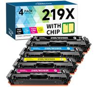 219X 219A Toner Cartridge (With chip) Compatible for HP Color Laserjet Pro MFP 3302FDW 3302SDW 3202DN 3202DW 3302FDN 3302FDNG 3302FDWG 3302SDWG printer for HP W2190X W2191X W2193X W2192X. (BK/C/M/Y)
