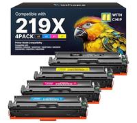 219X 219A Toner Cartridges (with Chip) for HP 219X 219A Toner for HP Color Laserjet Pro MFP 3302FDW 3302SDW 3302FDN 3302FDNG 3302FDWG 3302SDWG 3202DN 3202DW W2190A(Black Cyan Yellow Magenta 4-Pack)