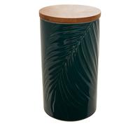 21cm Bali Dark Green Storage Jar with Bamboo Lid Green