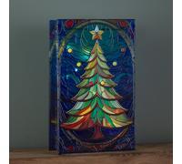 21cm Battery Operated Double Sided Stained Glass Christmas Tree Decoration with LEDs