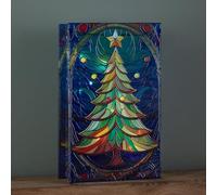 21cm Battery Operated Double Sided Stained Glass Christmas Tree Decoration with LEDs