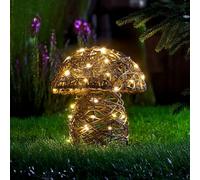 21cm Brown Rattan Mushroom Garden Lights Outdoor Autumn Fairy Lighting Marco Paul Brown One Size