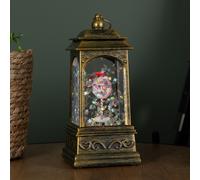 21cm Dual Powered Light up Santa Stop Here Christmas Water Spinner with LEDs