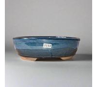21Cm Glazed Bonsai Pot - Oval - 21Cm X 16Cm X 7Cm - Blue
