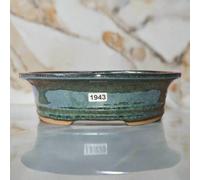 21Cm Glazed Bonsai Pot - Oval - 21Cm X 17Cm X 6Cm - Green