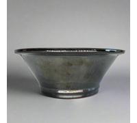 21Cm Glazed Bonsai Pot - Round - 21Cm X 9Cm - Black