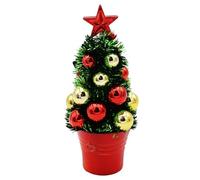 21cm Tinsel Christmas Tree with Baubles and Tree Top Star Decorations (Green Red & Gold Tree)