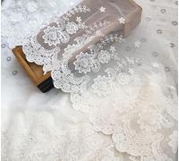 21CM Width Europe Rose Wedding Applique Inelastic Embroidery Lace Trim,Curtain Tablecloth Slipcover Bridal DIY Clothing/Accessories.(2 Yards in one Package) (Ivory)