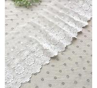 21CM Width Europe Rose Wedding Applique Inelastic Embroidery Lace Trim,Curtain Tablecloth Slipcover Bridal DIY Clothing/Accessories.(2 Yards in one Package) (White)