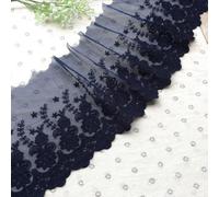 21CM Width Europe Rose Wedding Applique Inelastic Embroidery Lace Trim,Curtain Tablecloth Slipcover Bridal DIY Clothing/Accessories.(2 Yards in one Package) (Navy Blue)
