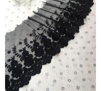 21CM Width Europe Rose Wedding Applique Inelastic Embroidery Lace Trim,Curtain Tablecloth Slipcover Bridal DIY Clothing/Accessories.(2 Yards in one Package) (Black)