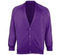 21Fashion Adults Kids Open Front Button Cardigan Girls Boys School Office Pocketed Sweater Top Purple Small