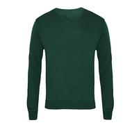 21Fashion Adults Plain Long Sleeves V Neck Knitted Sweater Mens Casual Winter Wear Jumper (Bottle Green 4X Large)